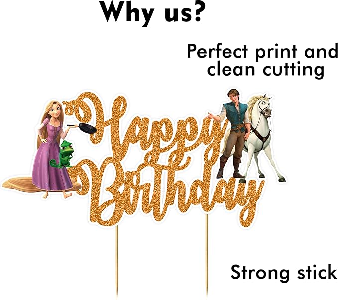 Rapunzl Happy Birthday cake topper - Birthday Decorations.