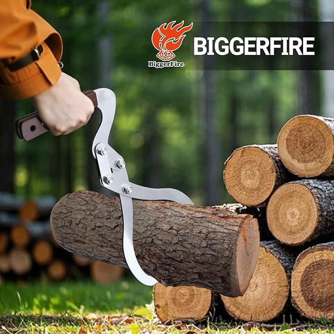 12 Inches (300MM) Log Tongs Firewood Tong with Handle Non-Slip, Claw Log Lifting Tool for Lifting, Handling, Dragging and Carrying Logs,Wood Handle 2 Claw Skidding Tongs