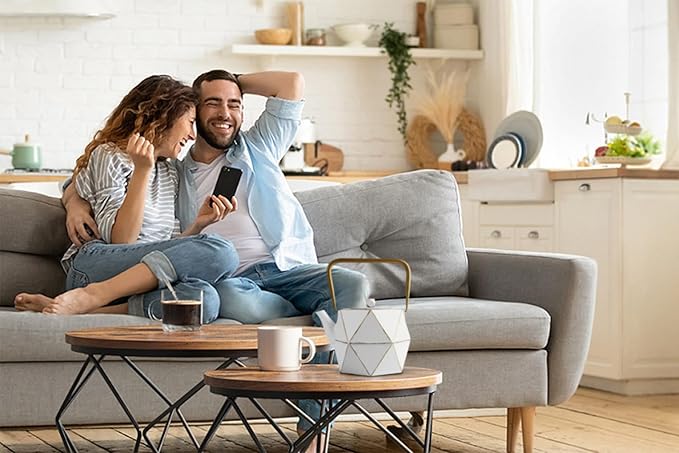 Toptier Cast Iron Teapot, Stovetop Safe Japanese Cast Iron Tea Kettle, Diamond Design Tea Pot with Removable Infuser for Loose Tea, 30 Ounce (900 ml), White