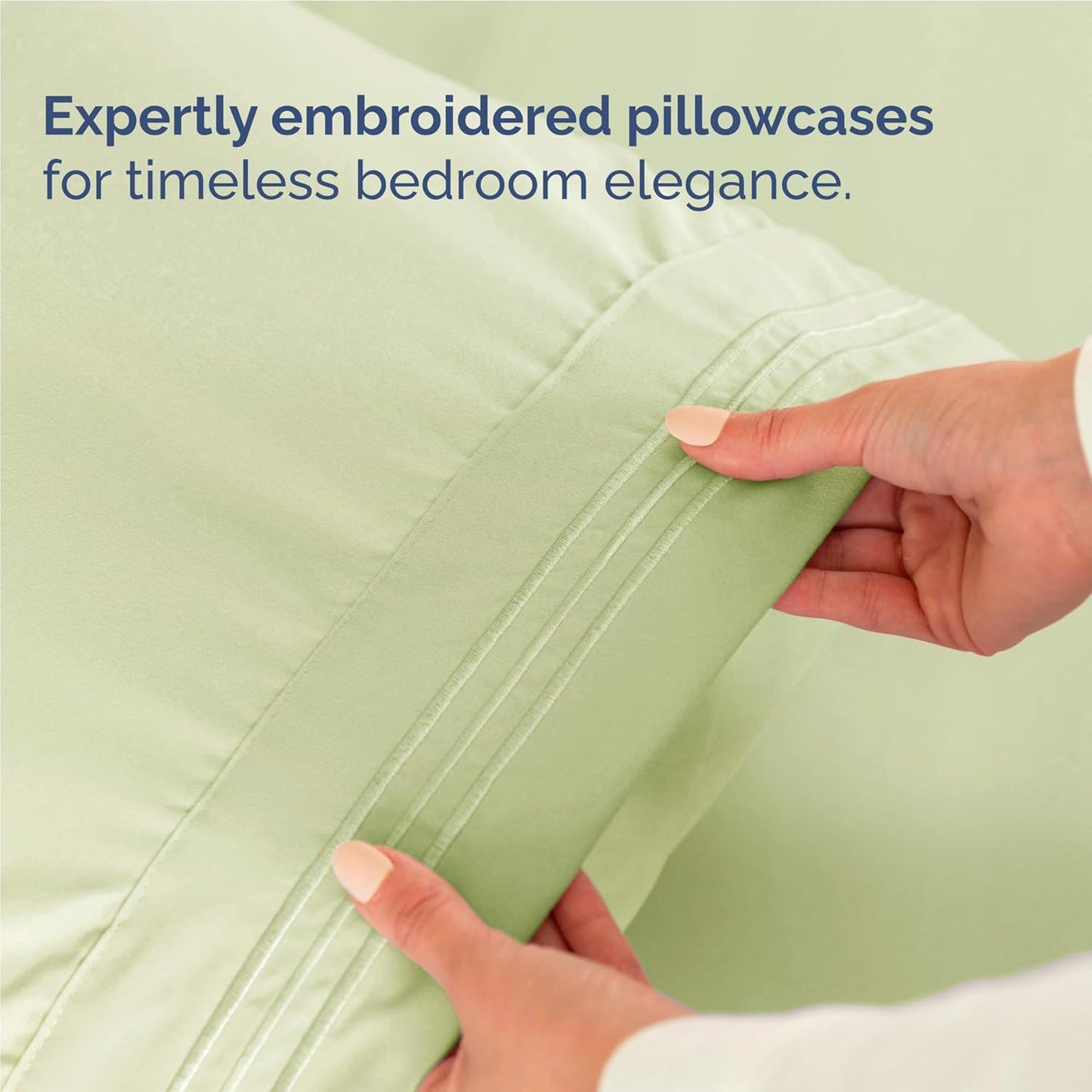 Full Size 4 Piece Sheet Set - Comfy Breathable & Cooling Bed Sheets Set - Hotel Luxury Bedding for Women, Men, Kids, Teens, Boys & Girls - Deep Pockets and Wrinkle Free - Oeko-Tex - Light Sage Green