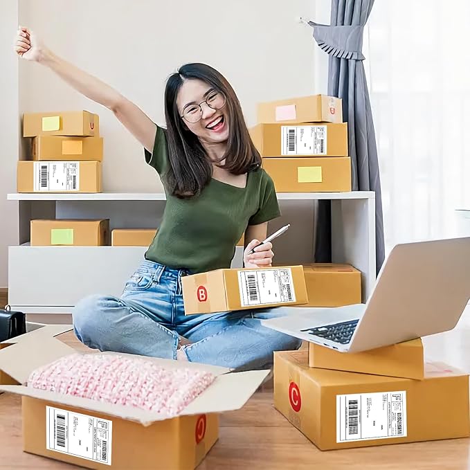 FungLam 6 Rolls 4"x6" Thermal Shipping Labels, 250 Labels/6 Roll, 1" Core, Perforated, Address Mailing Shipping Labels Compatible with JADENS,Rollo, Zebra,iDPRT.