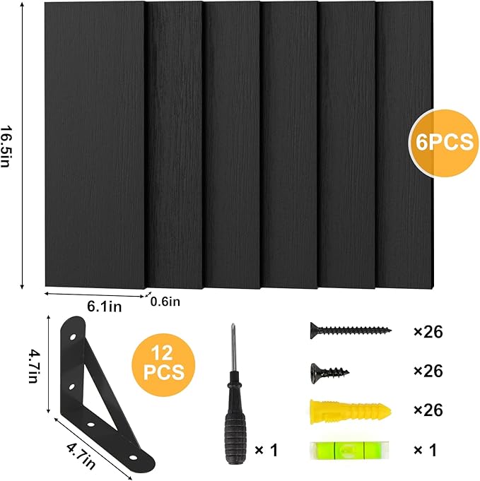 YGEOMER 16.5 Inch Floating Shelves for Wall, Farmhouse Wall Shelves for Bedroom, Bathroom Storage, Living Room and Kitchen Decor (Set of 6 Black)