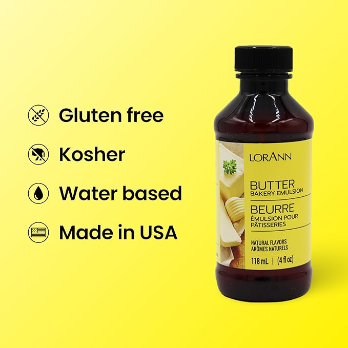 Lorann Oils Butter Bakery Emulsion: True Butter Flavor, Ideal for Enhancing Rich Dairy Notes in Baked Goods, Gluten-Free, Keto-Friendly, Butter Flavoring Essential for Your Kitchen