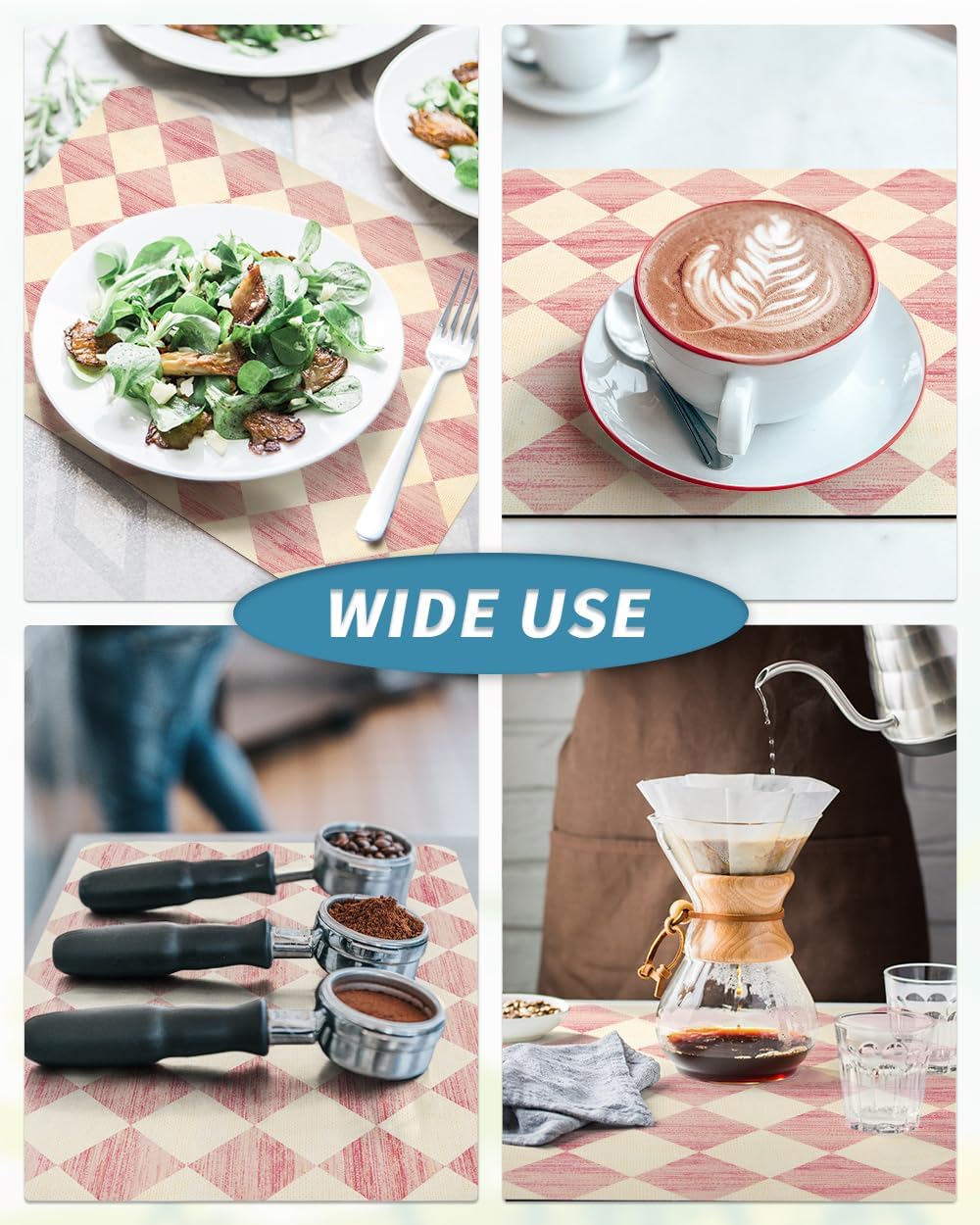 AMOAMI Coffee Mat Hide Stain Rubber Backed Absorbent Dish Drying Mat for Kitchen Counter - Fits Under Coffee Maker or Machine - PINK 12X19