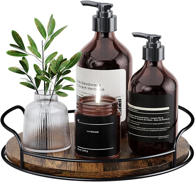 LAMU Lazy Susan Organizer, 9'' Lazy Susan Turntable for Cabinet, Table Top, Kitchen, Countertop, Bathroom, Pantry, Spice Organization, Wooden,1 Pack