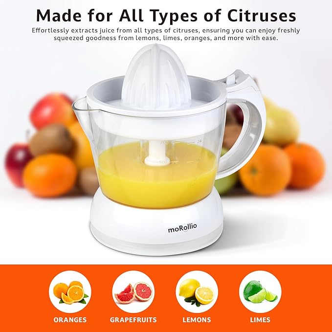 Electric Citrus Juicer, Compact Space-Saving Orange Juicer, 24oz | Adjustable Pulp Control, for Oranges, Grapefruits, Lemons and Limes