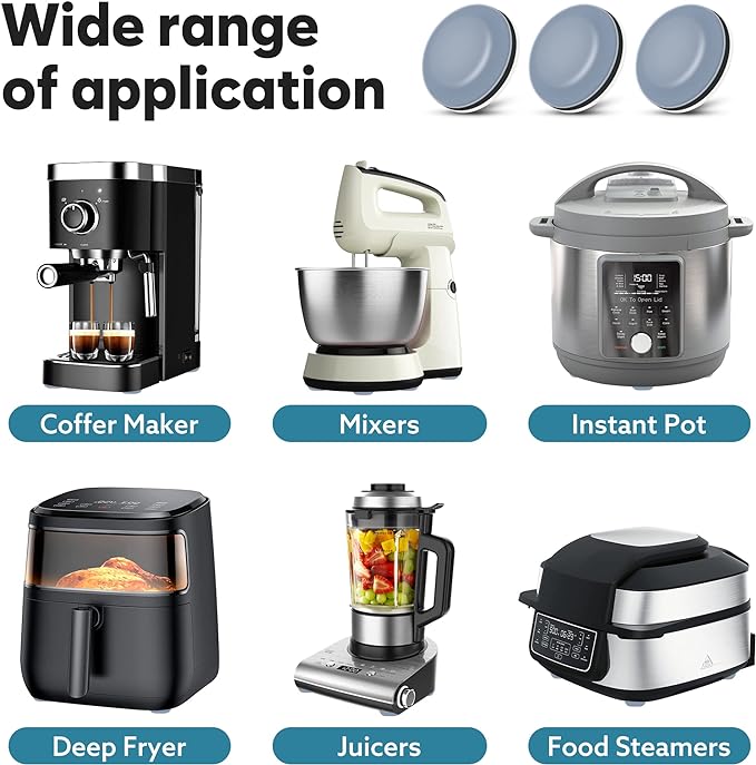 Appliance Slider for Kitchen Appliances, 36 PCS Self-Adhesive DIY Small Kitchen Appliance Slider for Most Countertop Coffee Maker, Air Fryer, Pressure Cooker, Deep Fryer, 3 Size, 19mm+22mm+25mm