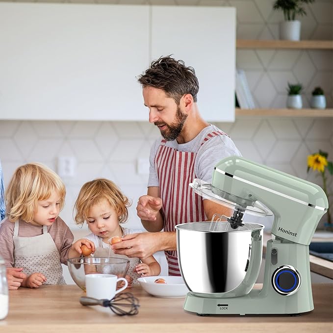 Stand Mixer, 6.5QT 10-Speed Tilt-Head Electric Stand Mixer, 3-In-1 Kitchen Mixer with Bowl, Dough Hook, Whisk and Beater, Food Mixer for Baking, Cake and Most Home Cooks, Green