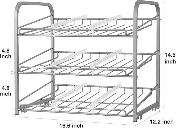 AIYAKA Can Rack Organizer, 3 Tier Stackable Can Storage Dispenser, for Food Storage, Kitchen Cabinets or Pantry, Storage for 36 Cans, Silver
