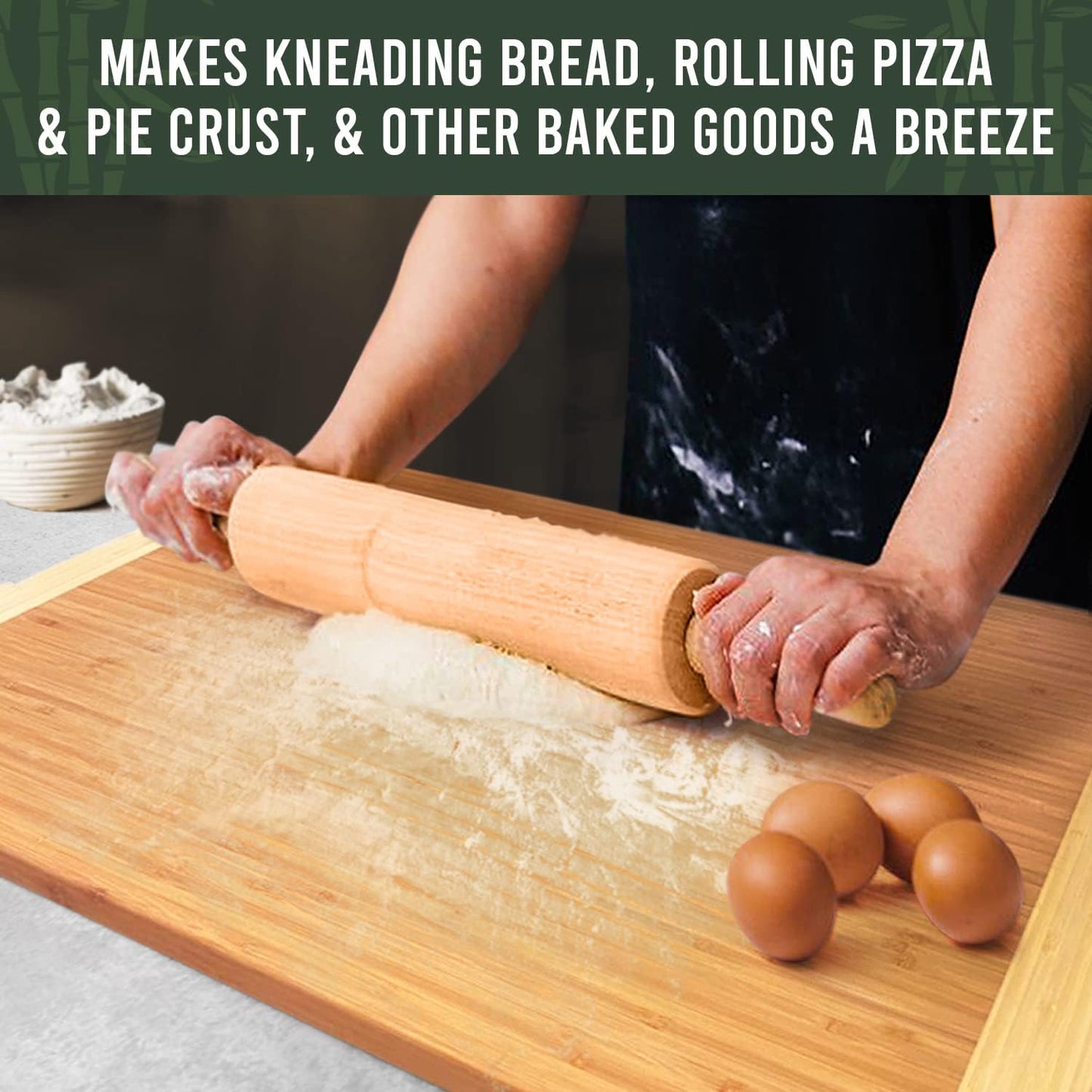 FSC® Certified 36 x 24 Inch Extra Large Bamboo Cutting Board with Lifetime Replacements – 4XL Butcher Block, Oversized Carving & Charcuterie Board, Stovetop Cover for Kitchen Counter Space