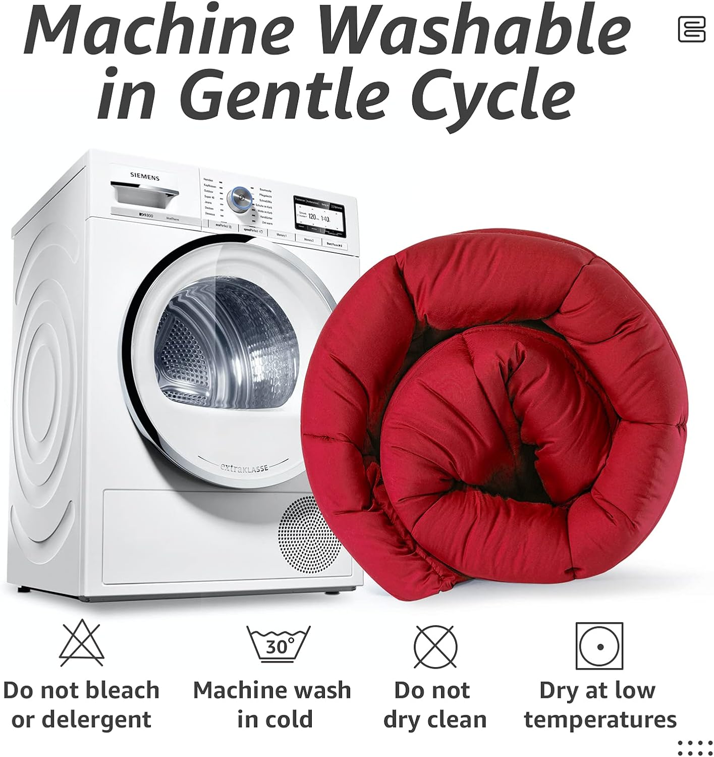 HYLEORY All Season California King Size Bed Comforter - Cooling Down Alternative Quilted Duvet Insert with Corner Tabs - Winter Warm - Machine Washable - Red