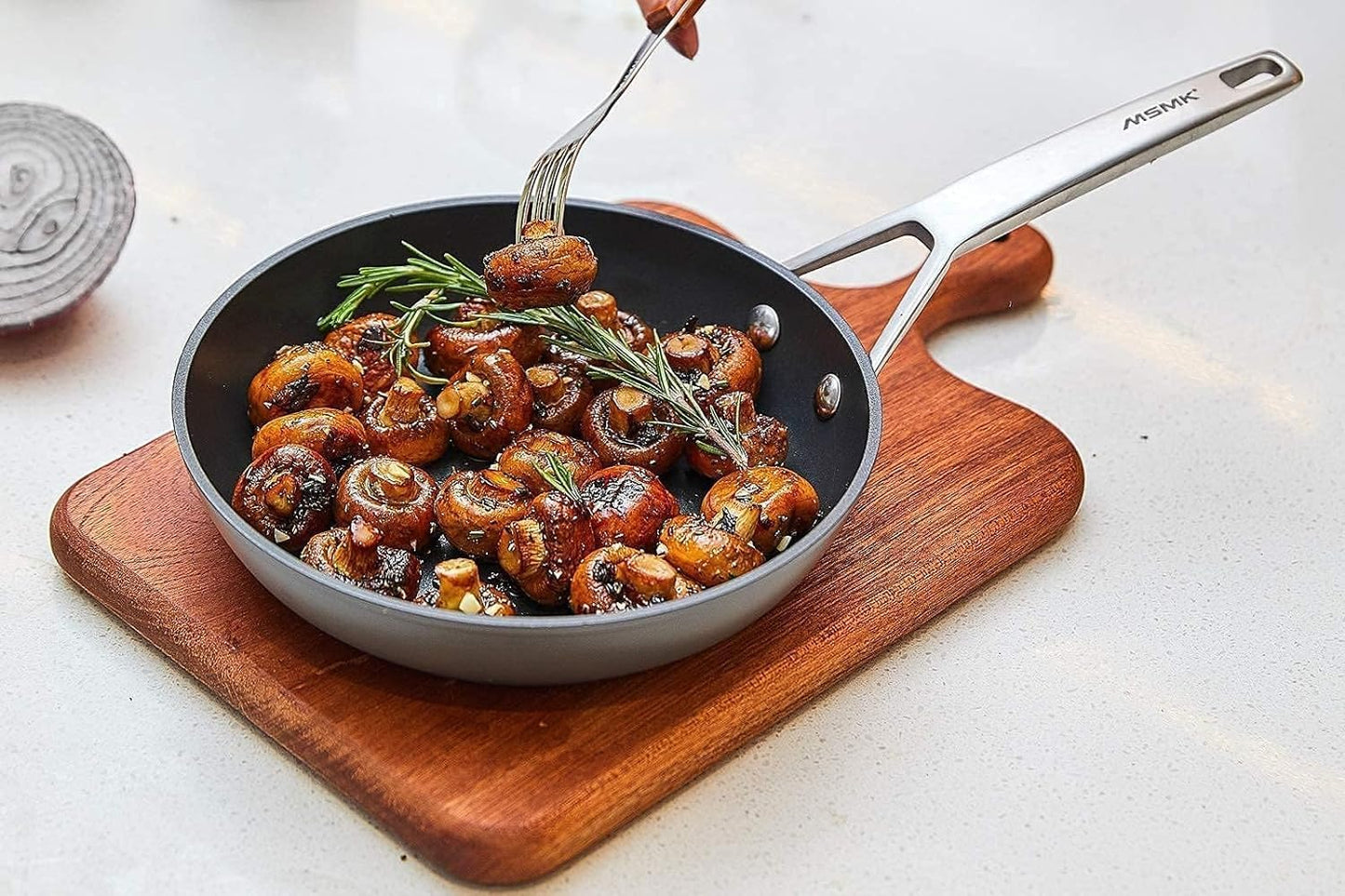 MsMk Nonstick Frying Pan, 12 InchTitanium and Diamond Non Stick Pan, Sturdy and Durable Skillet Nonstick, for Various Stove Type, Dishwasher Safe For Home Use