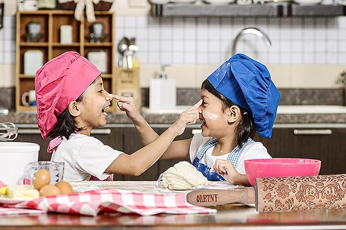 Christmas Wooden Rolling Pin for Baking Engraved Embossing Rolling Pin Cookie Stamps Roller Square Grid Cookies Mold Kitchen Decor Tools for Baking Embossed Cookies (Flower Plant)