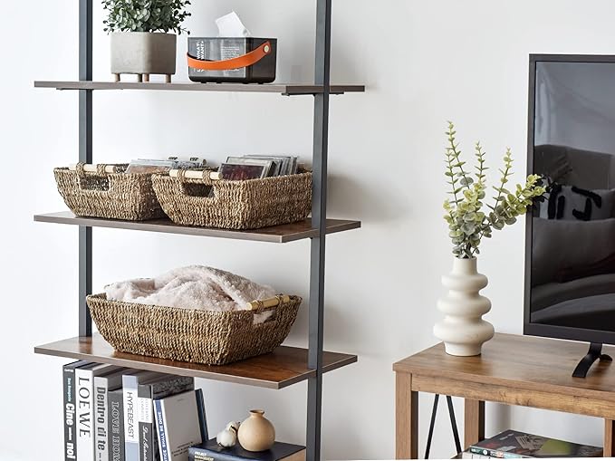 StorageWorks Hand-Woven Large Storage Baskets with Wooden Handles, Seagrass Wicker Baskets for Organizing, 2-Pack