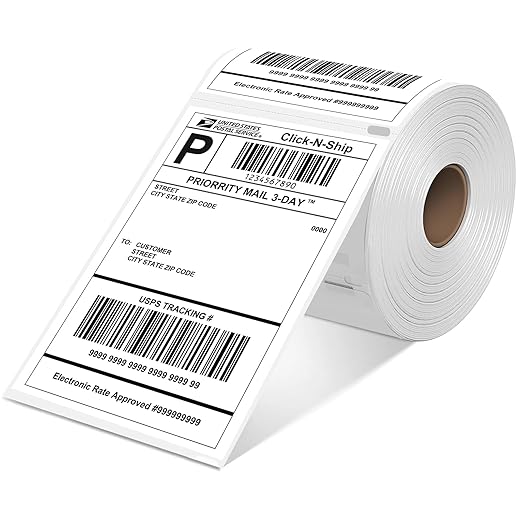 L LIKED 880 PCS 4"x 6" Direct Thermal Labels White Perforated Shipping Label, Compatible with DYMO 4XL 1744907,Zebra, Rollo, Jadens, Nelko, 220 Labels per Roll, 4 Rolls