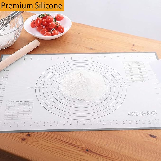 Silicone Pastry Mat Extra Thick Non Stick Baking Mat, Fondant Mat,Counter Mat,Dough Rolling Mat, Oven Liner, Pie Crust Mat