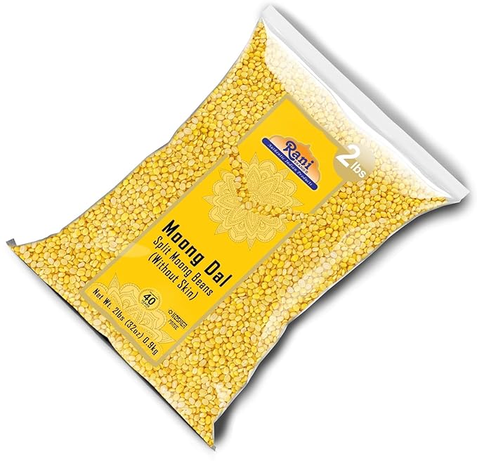 Rani Moong Dal (Split Mung Beans Without Skin) Lentils Indian 32oz (2lbs) 908g ~ All Natural | Gluten Friendly | Non-GMO | Kosher | Vegan | Indian Origin