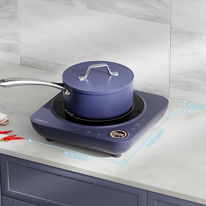 CIARRA CATIH1A-M Portable Induction Cooktop, Slim Single Electric Countertop Burner with Sensor Touch and Digital time, Blue