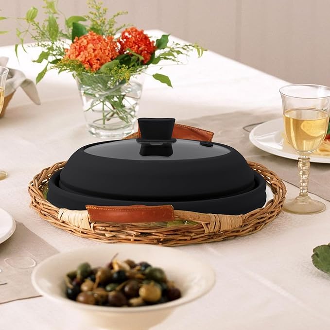 Microwave Splatter Cover for Food Collapsible Glass Microwave Cover Silicone Splatter Guard Dishwasher Safe Splatter Lid for Plates, Bowls, Pots & Stovetop Cooking 11.8" Black