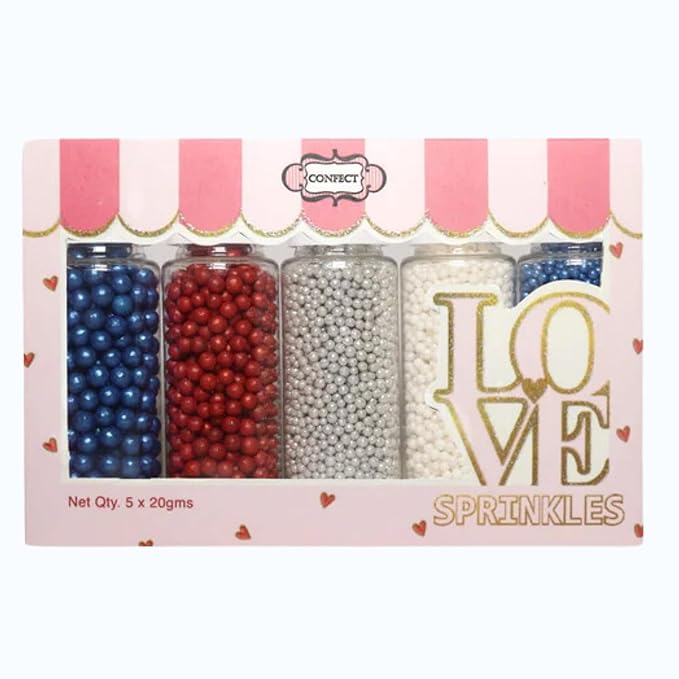 Confect Patriotic Sprinkles Mix – Red, White, Blue, Silver & Navy Pearl Dragees | 5-Pack Cake & Cupcake Decorations | 4th of July | Baking Toppers | Vegan, Gluten-Free, Nut-Free, Soy-Free, Dairy-Free, Palm Oil-Free, No Artificial Dyes - 5 Oz