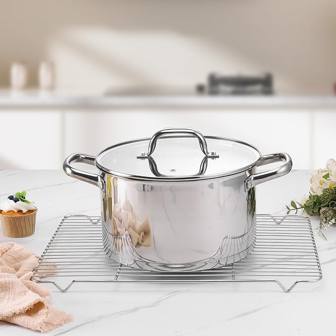 Cooling Racks for Cooking and Baking, Homikit 16.6”*11.5” Large Stainless Steel Wire Rack for Oven Cooking Roasting Grilling Drying, Cookie Bacon Pizza Mesh Cooling Racks, Dishwasher Safe, 2 PCS