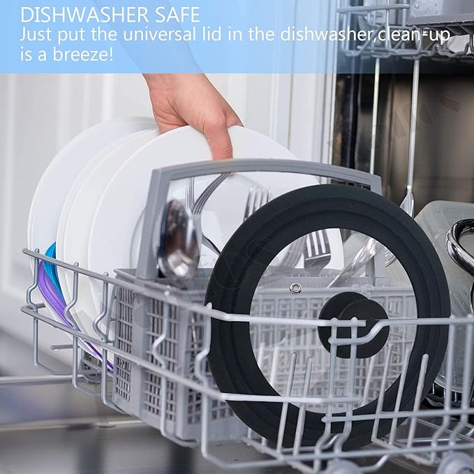 Walfos Universal Lids for Pots, Pans and Skillets - Tempered Glass with Heat Resistant Silicone Rim, Fits 6.5", 7" and 8" Diameter, 9.5", 10" and 11" Diameter Cookware(2PK)