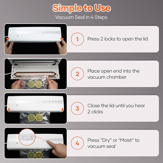 Vacuum Sealer Machine With Vacuum Sealer Bags, Dry/Moist Compact Full Automatic Food Sealer, Air Sealer Machine with Vacuum Seal Rolls, Bag Cutter,