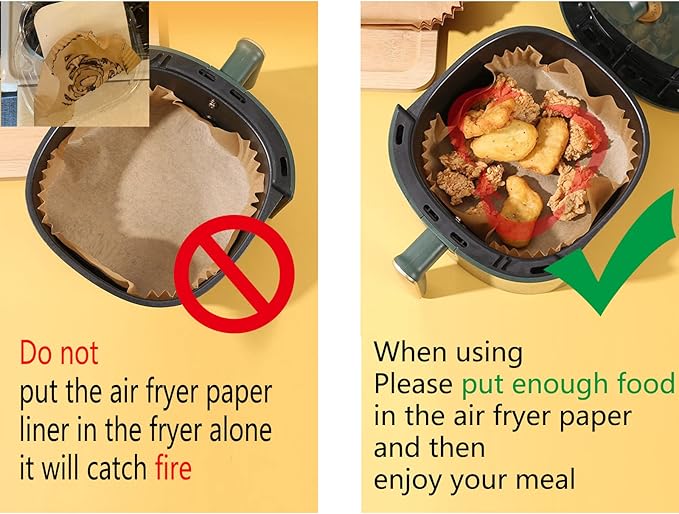 Air Fryer Disposable Paper Liner, 7.9in to 9.4inch Baking Parchment Paper Air fryer liners,100 PCS square Waterproof Oil-Proof High Temperature Cooking Non-Stick Liner for Ovens,Microwave