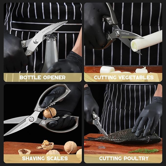 Huusk Kitchen Scissors Set, Poultry Shears Heavy Duty with Spring Loaded, Kitchen Meat Scissors All Purpose for Food, Chicken, Fish