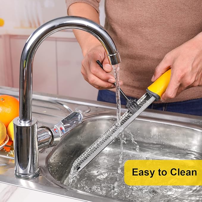 Professional Stainless Steel Lemon Zester & Grater - Premium Kitchen Tool for Cheese, Garlic, Ginger, Chocolate, Vegetables & Fruits | Dishwasher Safe