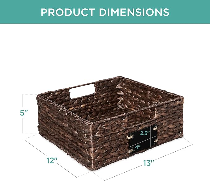 Best Choice Products Set of 4 13x12in Water Hyacinth Pantry Baskets, Woven Organizers w/Chalkboard Label, Chalk Marker - Brown