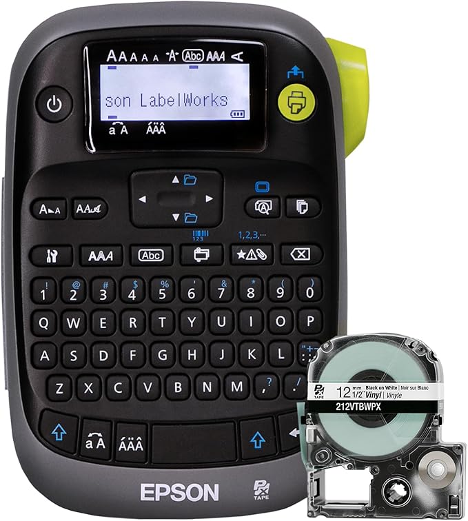 LABELWORKS Epson LW-PX300VP Industrial Label Maker Complete Kit - with Accessories, Sticker Labels, Magnetic Tape Compatible, Only Uses 203 & 205 Shrink Tube Tapes, Portable Handheld Printer