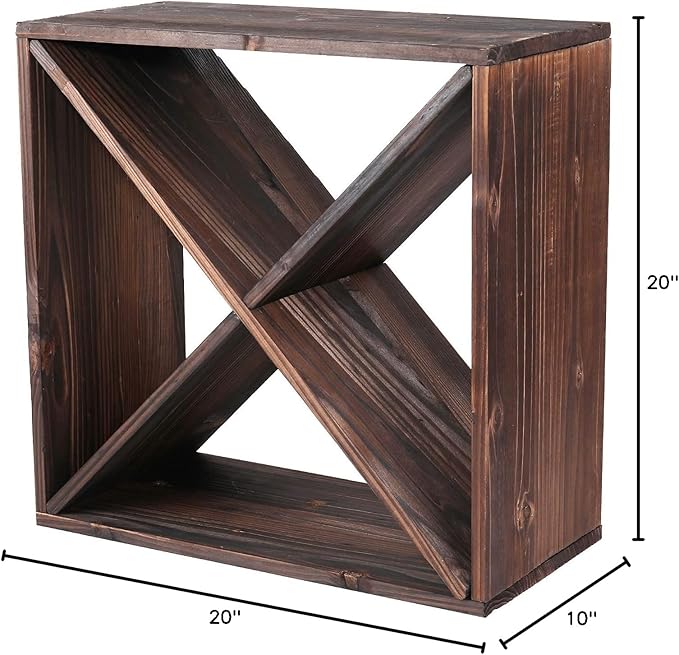 Wine Racks countertop Solid Wood Stackable Storage Rustic Retro Cube 48-Bottle Wooden Wine Rack Wine Cabinet(48BottleBlack)