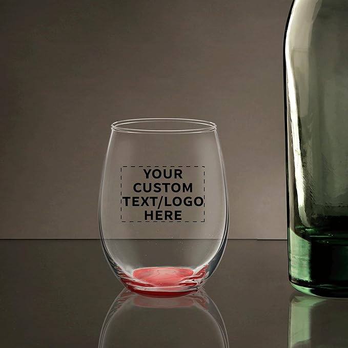 DISCOUNT PROMOS Stemless Wine Glasses in Bulk by ARC Perfection, 15 oz, 10 Pack, Red or White Wine Glass Set, Red