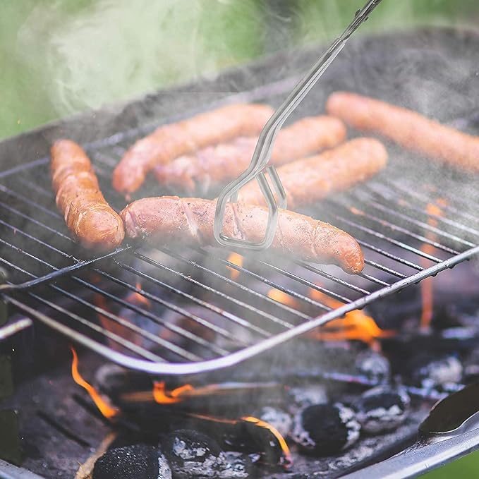 Stainless Steel Scissor Tongs, Heavy Duty, Kitchen Tongs for Food Cooking Barbecue BBQ Grilling and Serving (2pcs Blue)