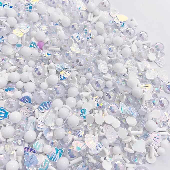 EHOPE Fake Sprinkles Polymer Sprinkles Faux Sprinkles Fake Candy Sprinkles Clay Sprinkles Polymer Clay Slices for Nail Art DIY Crafts Cake Phone Case(40G-Silver BeiKe+ Bead-47)