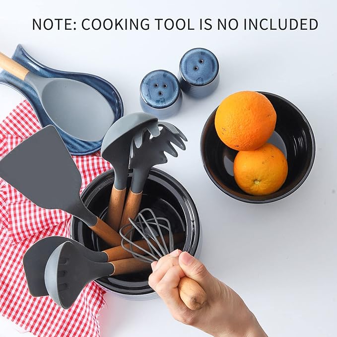 Hasense Large Utensil Holder Crock for Kitchen Counter, 7.1" Ceramic Cooking Utensil Organizer for Countertop, Farmhouse Vintage Utensil Caddy for Spatula Spoon, Rustic Home Table Decor, Blue