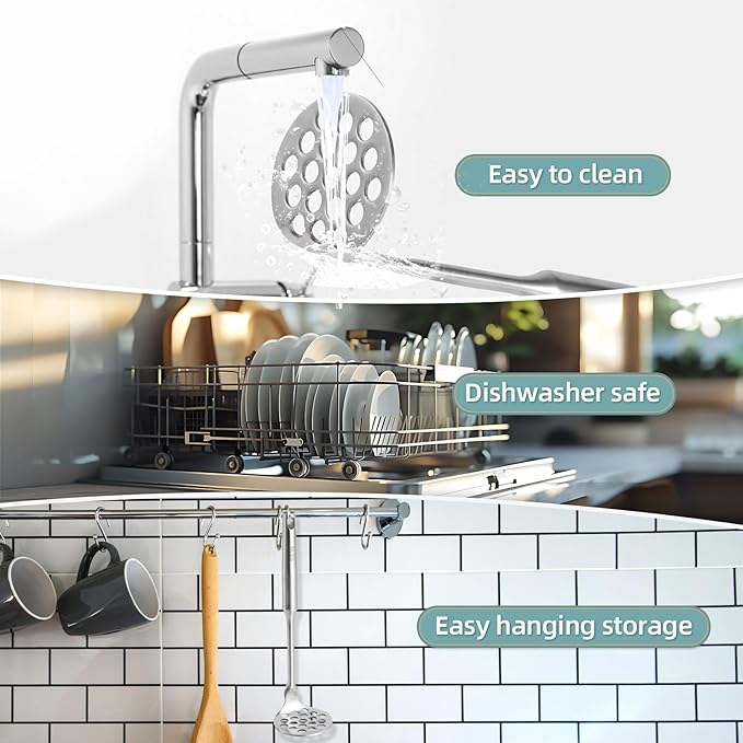 Small Potato Masher - Stainless Steel Mini Avocado Masher, Heavy Duty Tiny Masher for Avocado, Potatoes, Beans, Meat, Vegetables, Dishwasher Safe