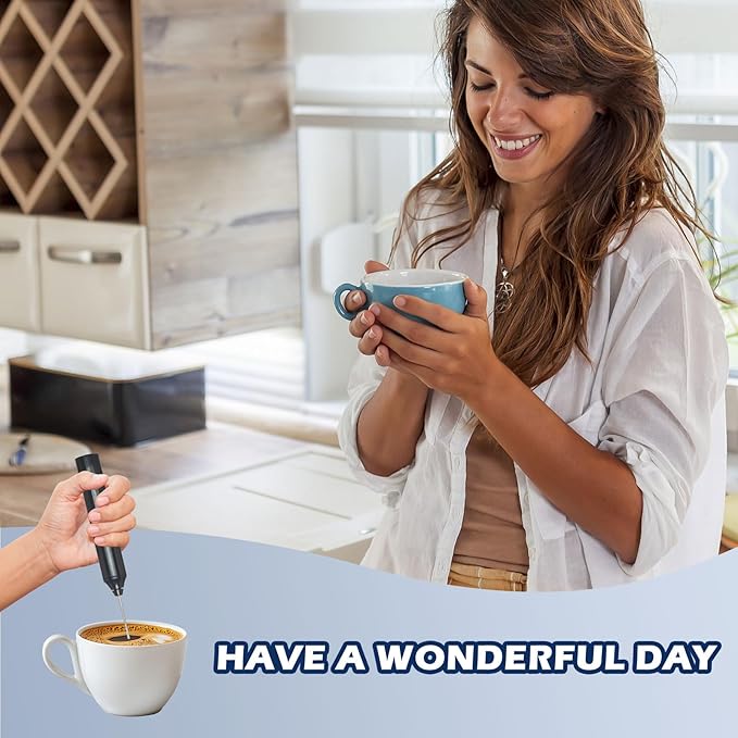 Milk Frother-Handheld Electric Whisk for Coffee, Latte, Matcha, and Hot Chocolate (Plastic body-Built in 1200mAh lithium battery, USB rechargeable) Drink Mixer Handheld, Lightweight & Portable