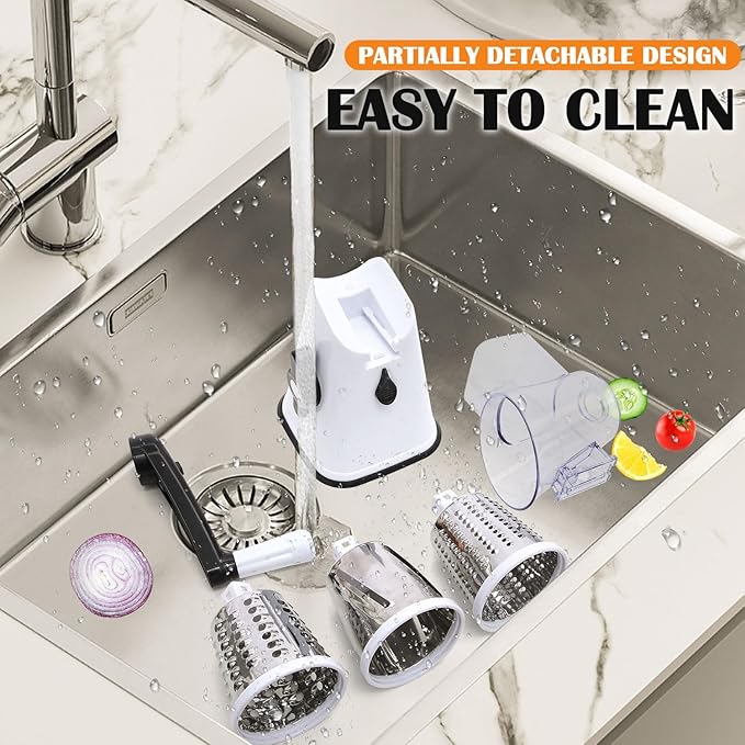 Rotary Cheese Grater Hand Crank, 3 in 1 Blades Vegetable Slicer Cheese Shredder for Vegetable, Nuts, Chocolate, Potato, Practical Kitchen Gadgets