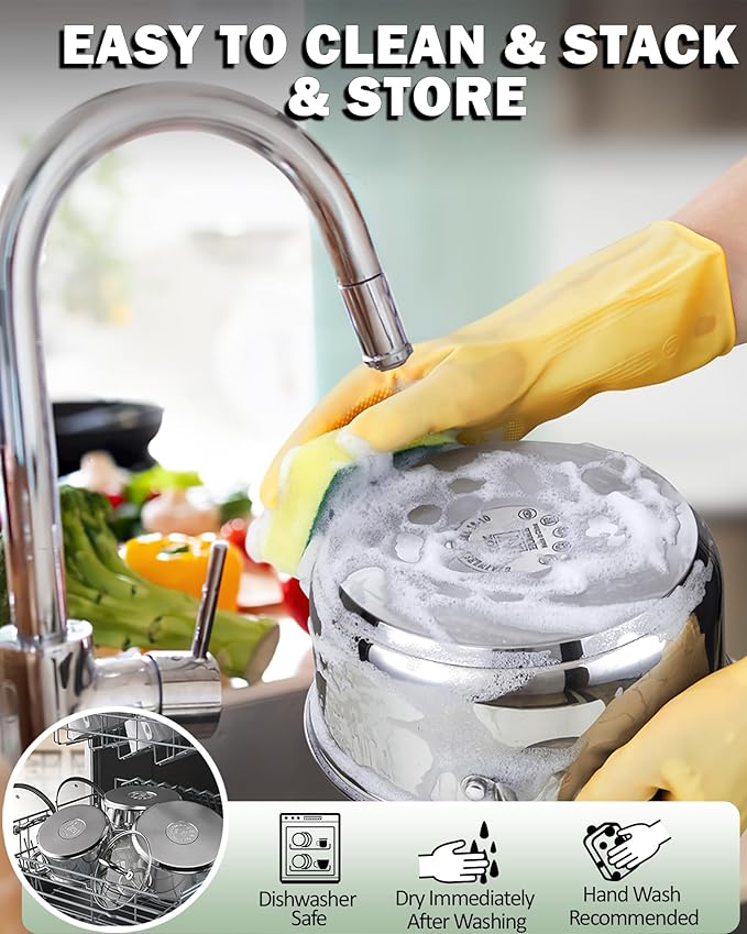 Cook N Home Kitchen Cookware Set, 12-Piece Basics Stainless Steel Pots and Pans Set with Grey Silicone Handle, Silver