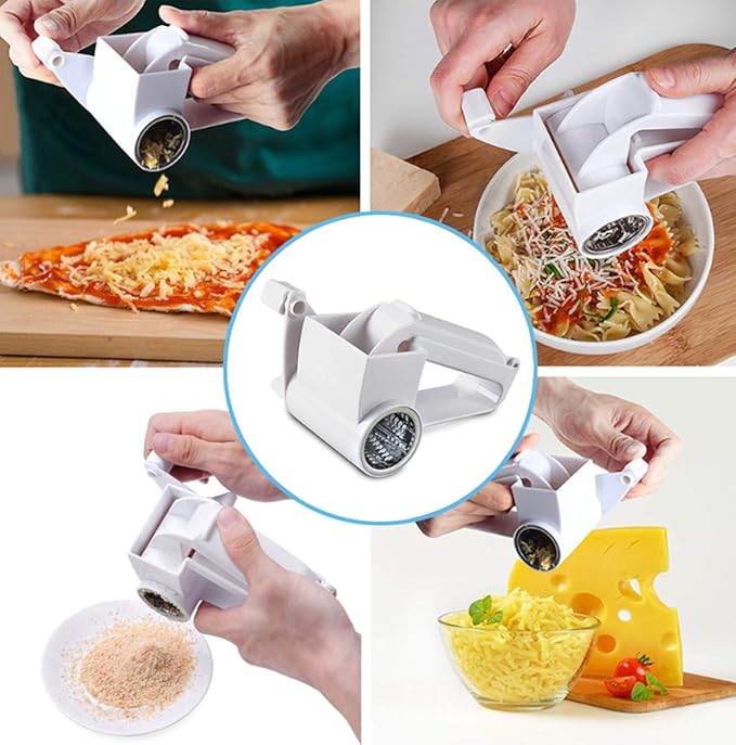 Hand-operated rotary cheese grater Rotary cheese grater, rotary cheese grater with stainless steel bucket, used to grind hard cheese, chocolate, nuts, etc.