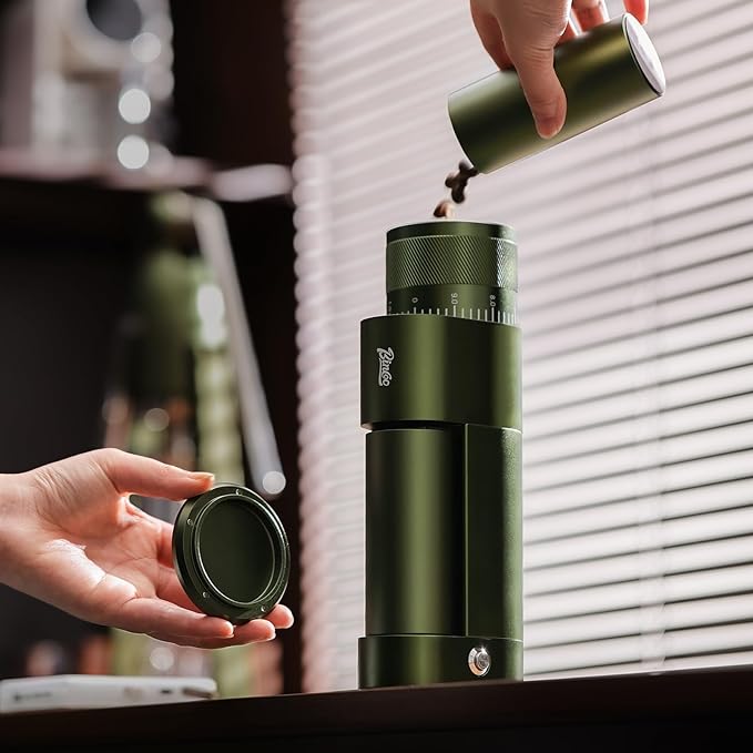 Bincoo DM09 Electric Coffee Grinder with CNC Steel Burr,Stepless Adjustable Settings Coffee Bean Grinder, Compact Design, Quiet Operation – For Espresso,Pour Over,French Press(Green)