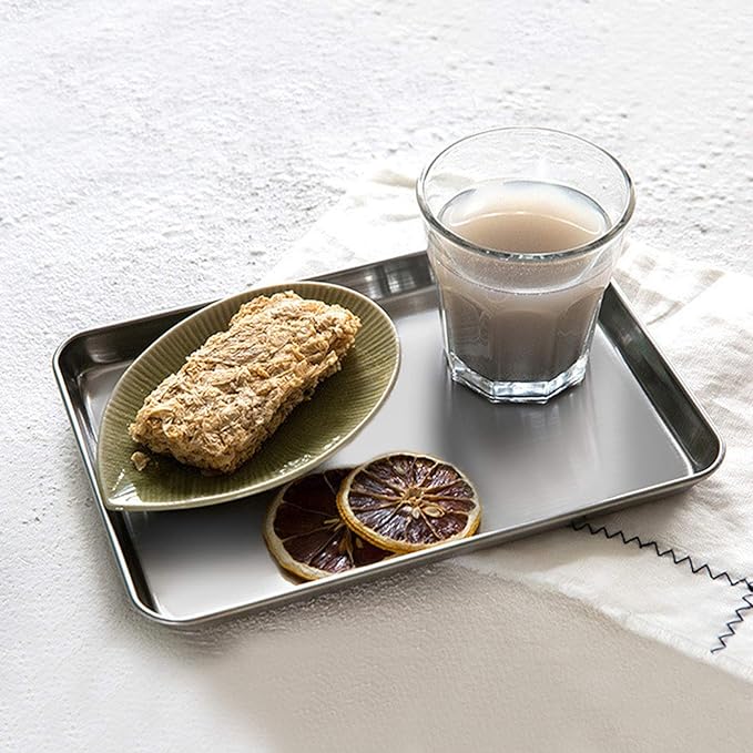 P&P CHEF 9 Inch Baking Cookie Sheet, Oven Pan Tray Stainless Steel Sheet Pan for Kitchen, Oven Bakeware for Multi Uses, Shiny Look & Dishwasher Safe, Healthy & Heavy Duty, 1Pc