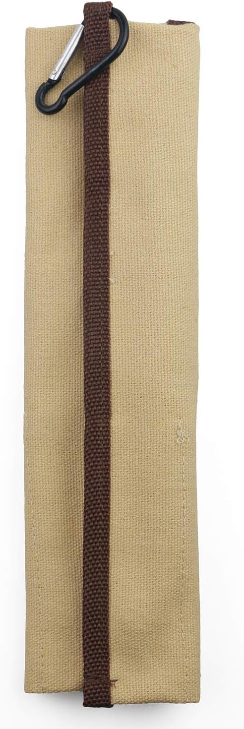 Portable 6 Pieces Flatware Set, 304 Stainless Steel Knife, Fork, Spoon, Chopsticks, Metal Straw, Cleaning Brush, Durable Travel Cutlery Set, Beige Pouch Bag, Rose Gold