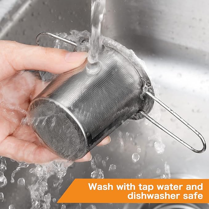 2Pack Tea Strainer, Stainless Steel Tea Infuser Basket Sitting in Mugs, Evmliy Tea Infusers for Loose Tea, Fine Mesh Tea Diffuser Long-Handled Tea Strainers Filters, Tea Steeper for Leaf (2Pack)