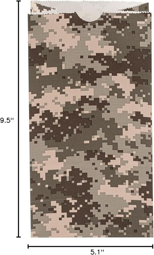 Restaurantware Bag Tek 4 LB Disposable Lunch Bags 100 Sturdy Take Out Bags - Flat Bottom Great For Restaurants Cafes And Bakeries Camouflage Paper Popcorn Bags Versatile For Grocery And More