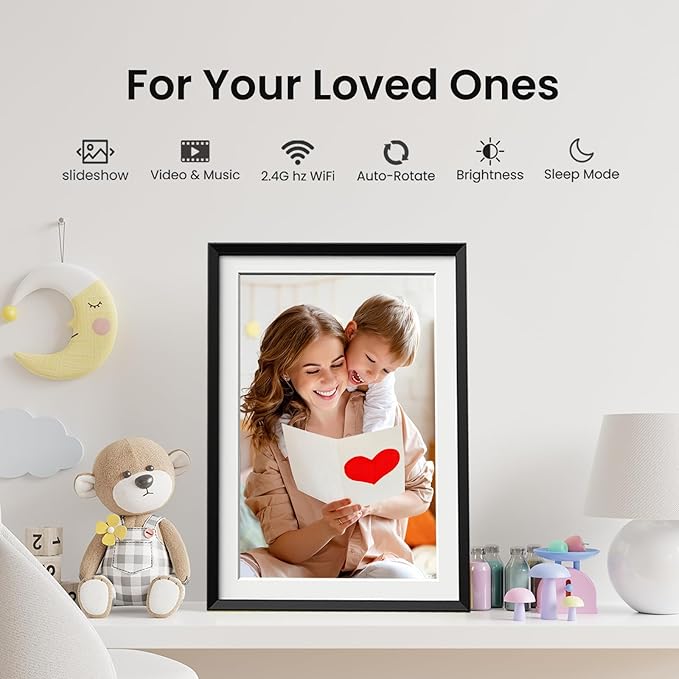 15.6'' Digital Picture Frame with 1920x1080 IPS Touch Screen, 32GB Frameo WiFi Digital Photo Frame, Share Photos/Videos and Send Best Wishes via Free App