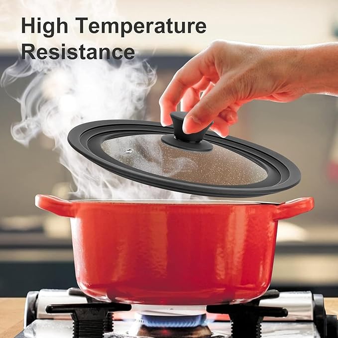 Universal Lid for Pots, Pans and Skillets, Tempered Glass Lid fit 9.5", 10", 11" Skillets, Pots, Frying Pans, Cast Iron, Crock Pot and Other Glass Covers Replacement