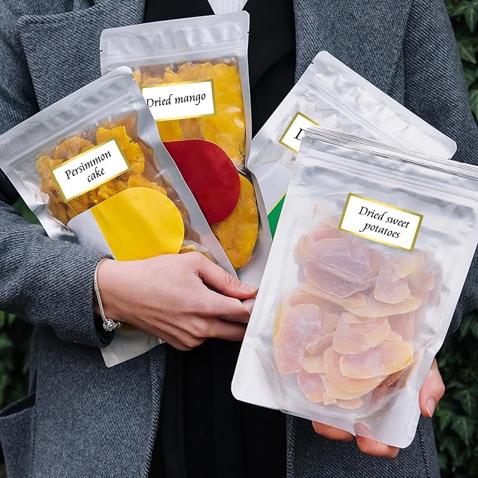 600 Golden Border Removable Freezer Labels Water Oil Resistant with Perforation Line for Food Containers Jars Pantry Organization (Ink Quick-Dry,1” x 2”)